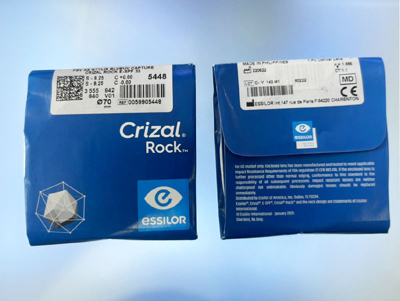 tròng kính Essilor Crizal Rock Blue UV Capture 1.67 AS